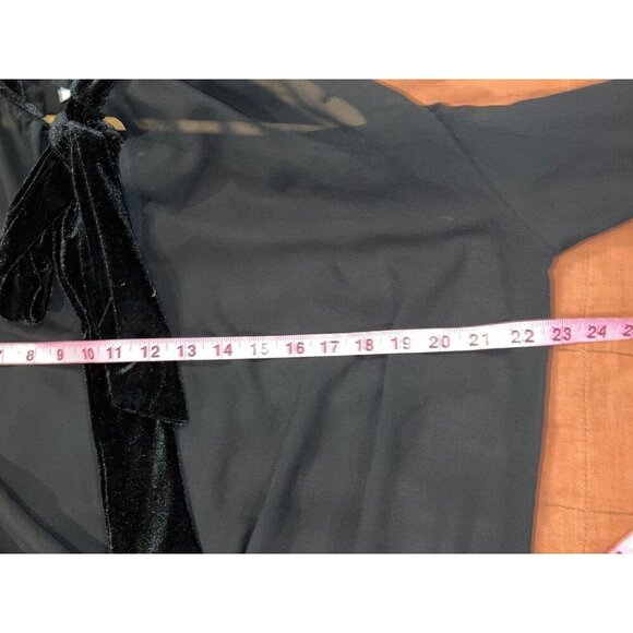 Misa Los Angeles Black Smocked Sheer Long Sleeve Tie Neck Blouse Women's Size M - Picture 6 of 8